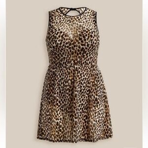 New! Torrid 3 Leopard Cheetah Mesh Swim Bathing Suit‎ Dress 3X